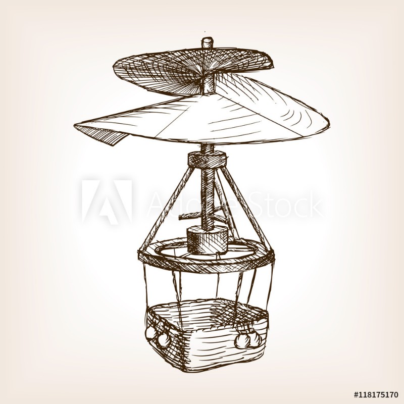 Picture of Antique helicopter hand drawn sketch vector
